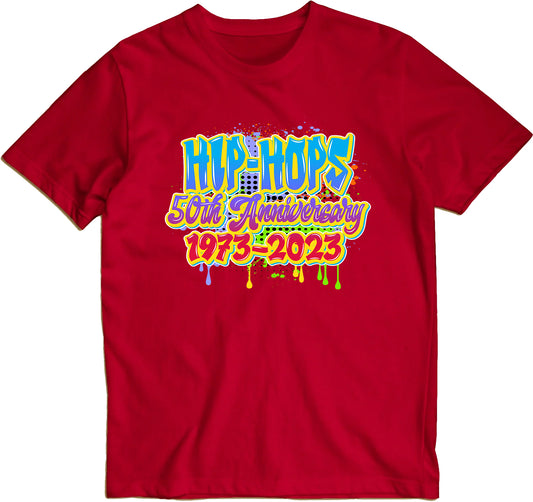 Hip-hops 50th Anniversary Graffiti Version Red T-shirt