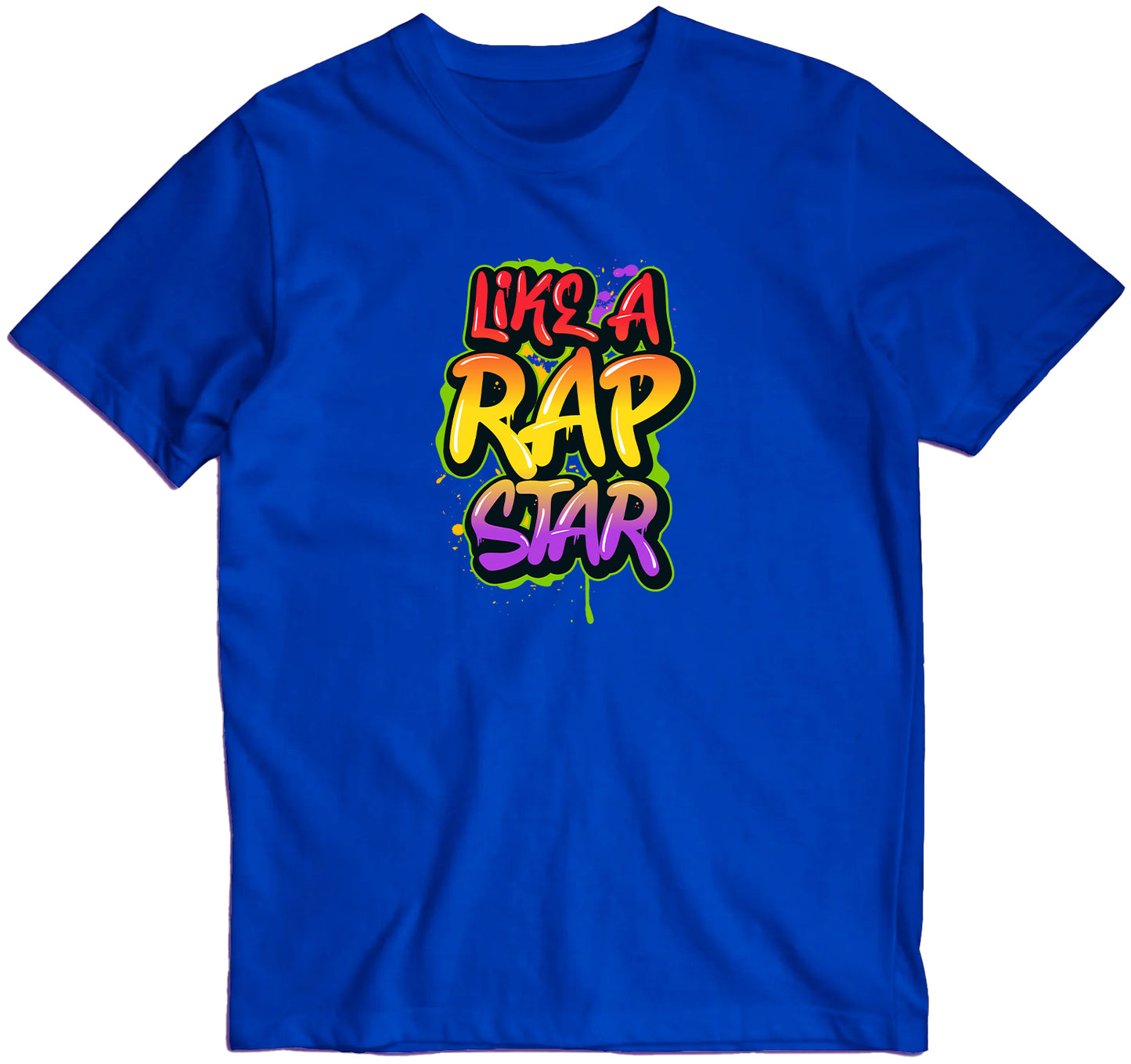 Like A Rap Star Graffiti Version Royal Blue T-shirt