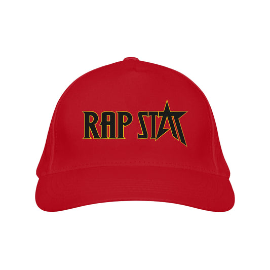 Rap Star Embroidered Red Fitted Hat